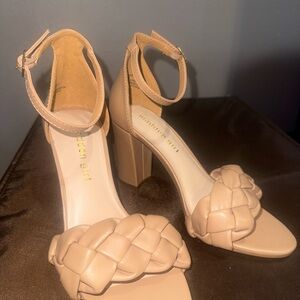 Madden Girl Nude Braided Block Heels